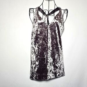 Zara sleeveless gray velour Vee neckline Top Size XS